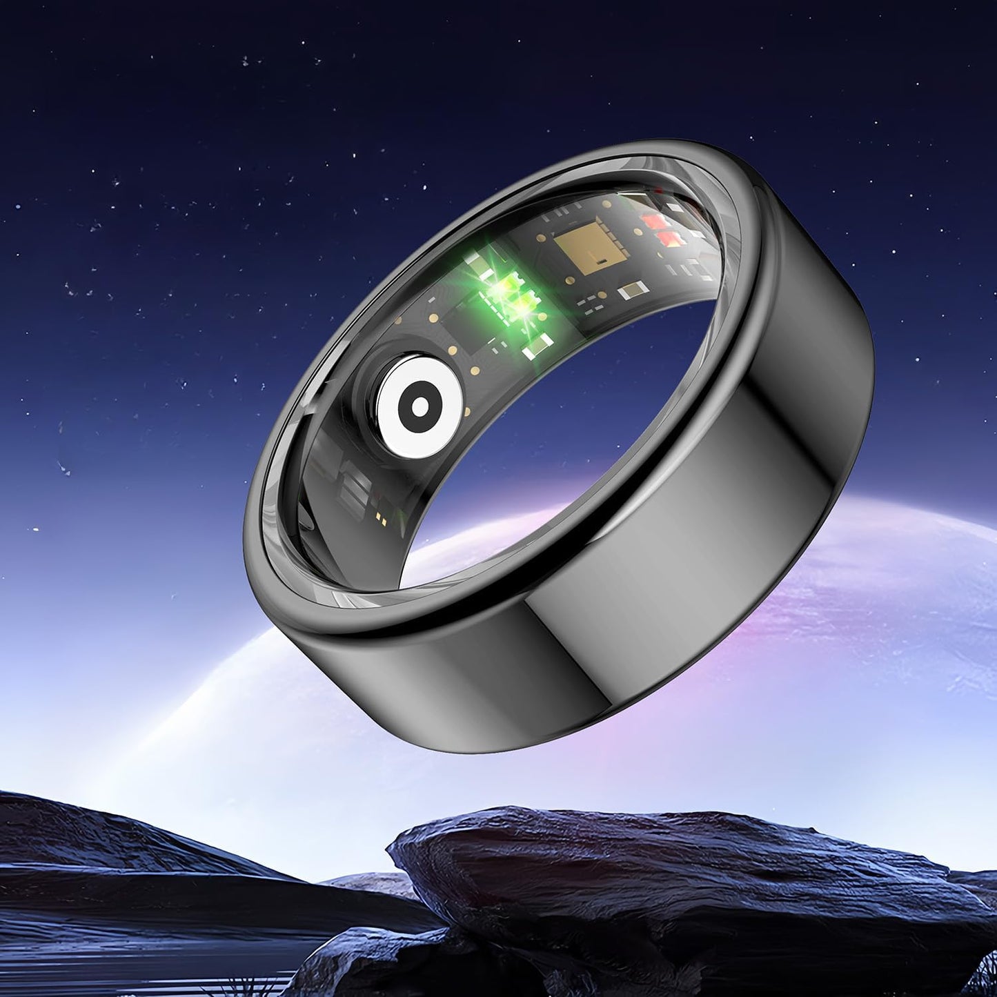 Smart Health Tracking Ring – Heart Rate, Blood Oxygen & Sleep Analysis Waterproof Fitness Ring with App Connectivity